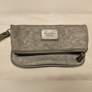 Simply Vera gray leather Fold over wristlet wallet